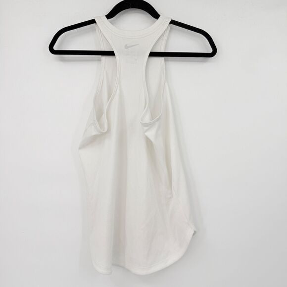 Nike Dri-FIT Women's S White Ribbed Racerback Tank Athletic Workout - Picture 2 of 8